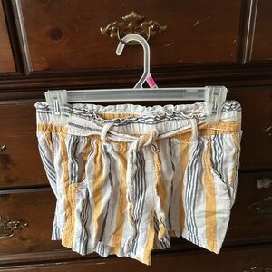 High Waist Yellow and Gray Striped Shorts